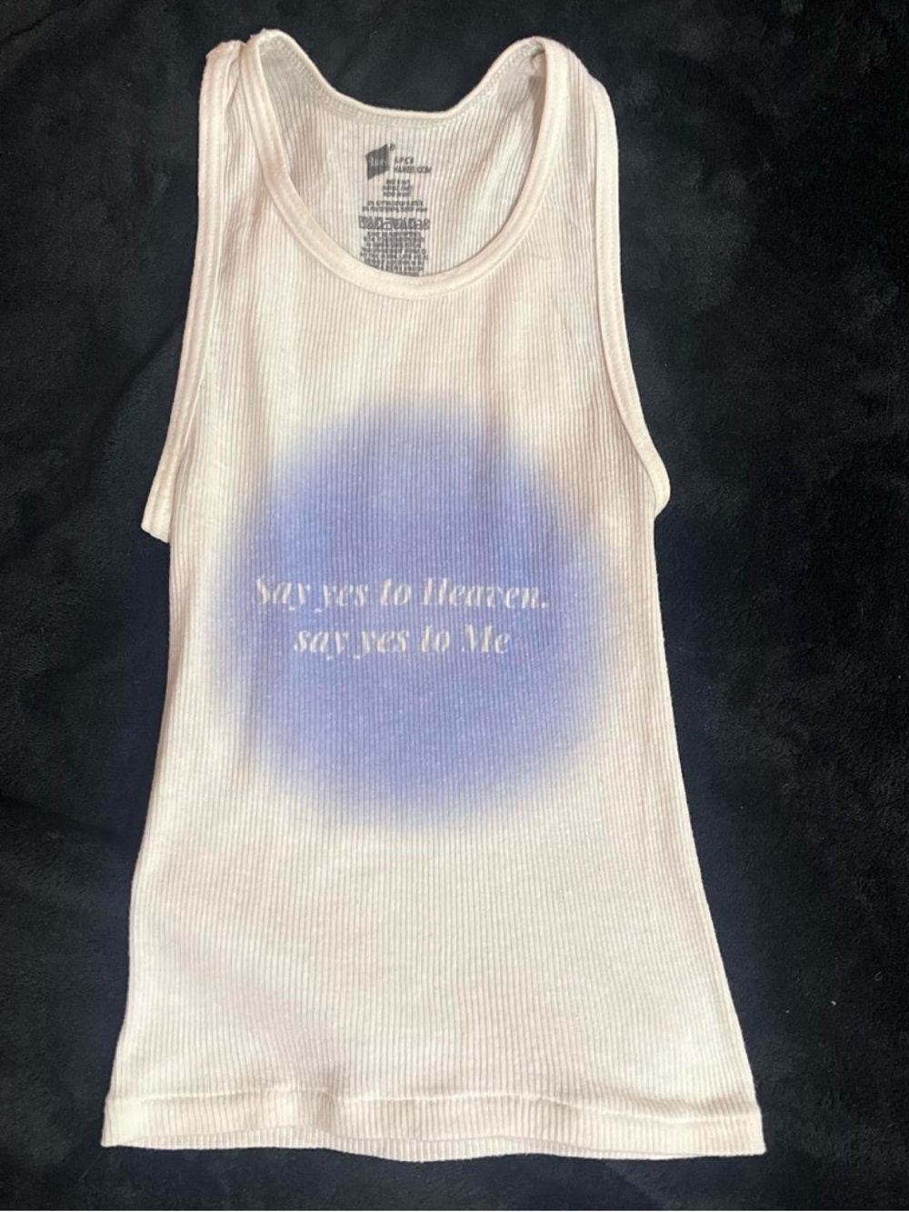 Lana Del Rey Lyrics White Rib Tank Top with Lavender Graphic Women’s Size Small